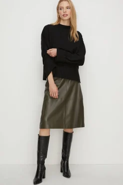 Fashion Oasis Cosy Turn Back Cuff Mock Neck Jumper Black