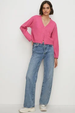 Outlet Oasis Cosy V Neck Girlfriend Cardigan Hot Pink