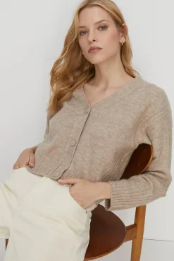 New Oasis Cosy V Neck Girlfriend Cardigan Oatmeal