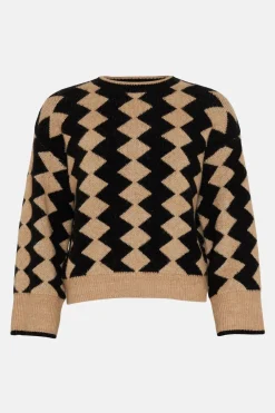 Online Oasis Cosy Vertical Zig Zag Knit Jumper Red