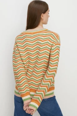 Discount Oasis Cosy Zigzag Stripe Crew Neck Jumper Multi