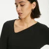 Online Oasis Cotton Asymmetric Long Sleeve Top Black