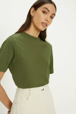 New Oasis Cotton Boxy Tshirt Khaki