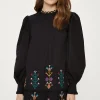 Clearance Oasis Cotton Poplin Embroidered Dress Black