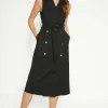 Clearance Oasis Cotton Sateen Belted Blazer Dress Black