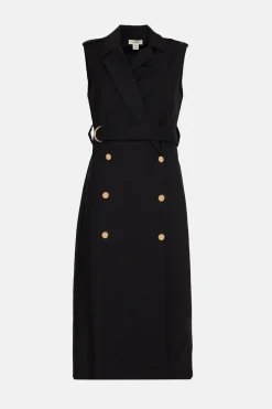 Clearance Oasis Cotton Sateen Belted Blazer Dress Black