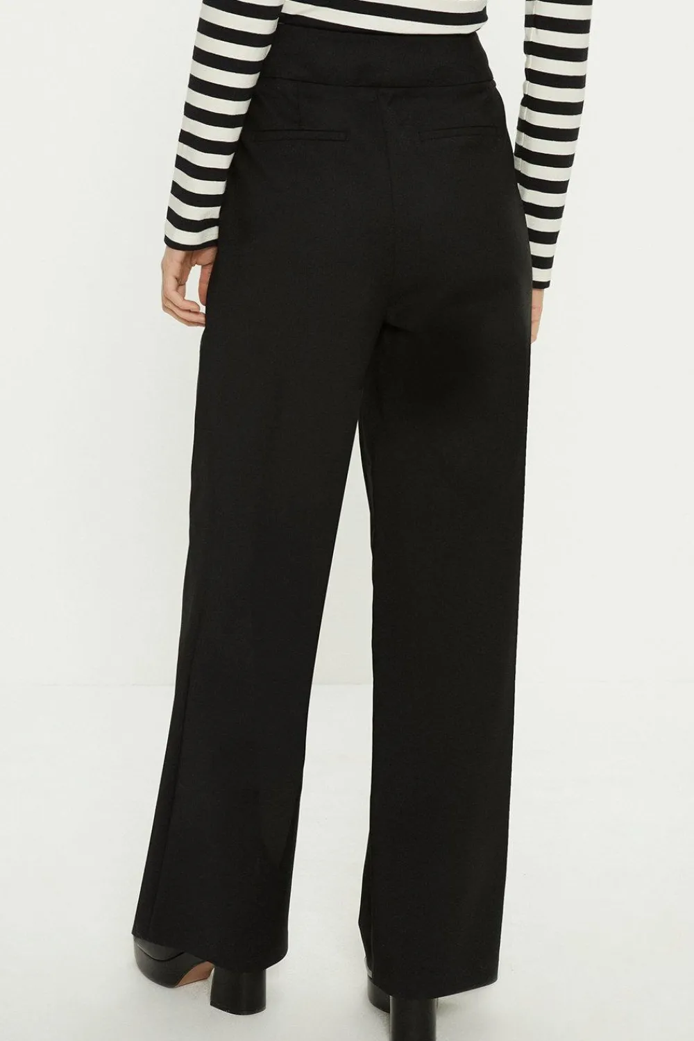 Discount Oasis Cotton Sateen High Waist Wide Leg Trouser Black