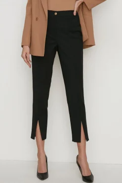 Clearance Oasis Cotton Sateen Split Front Trouser Black
