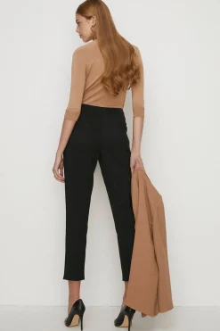 Clearance Oasis Cotton Sateen Split Front Trouser Black