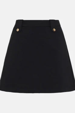 Online Oasis Cotton Sateen Tab Detail Mini Skirt Black