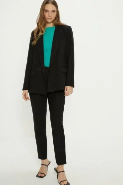 Clearance Oasis Cotton Sateen Tailored Slim Leg Trouser Black