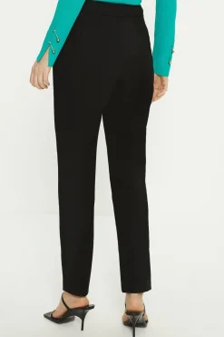 Clearance Oasis Cotton Sateen Tailored Slim Leg Trouser Black