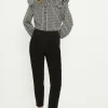 Outlet Oasis Cotton Sateen Zip Side Crop Trouser Black