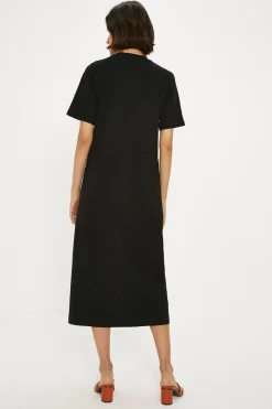 Online Oasis Cotton Seam Detail Trapeze Dress Black