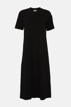 Online Oasis Cotton Seam Detail Trapeze Dress Black