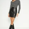 Clearance Oasis Cotton Stripe Asymmetric Long Sleeve Top Mono