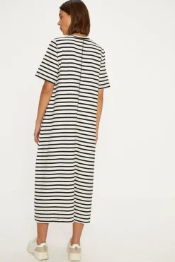 Online Oasis Cotton Stripe Seam Detail Midi Trapeze Dress Mono