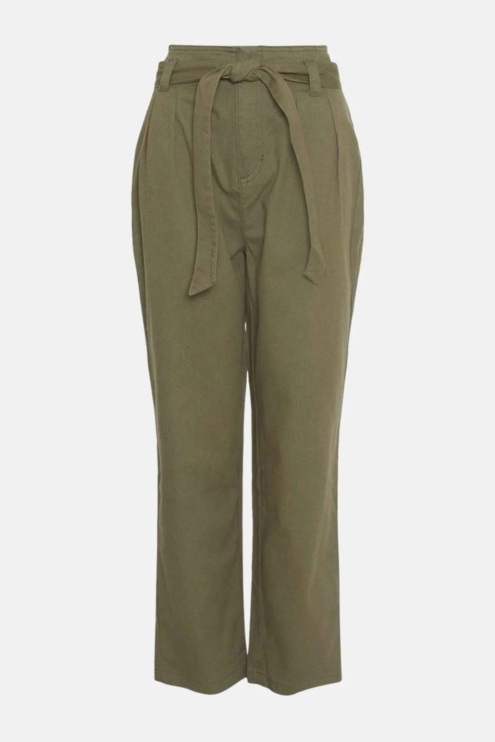 Clearance Oasis Cotton Twill Tie Waist Peg Trouser Khaki