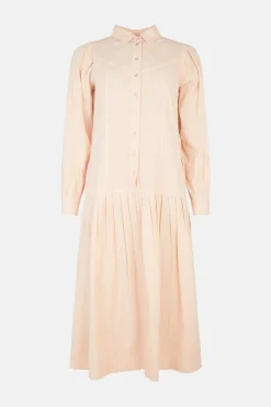 Outlet Oasis Cotton Twill Washed Midi Dress Washed Pink