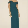 Fashion Oasis Cowl Cold Shoulder Satin Bias Midaxi Dress Emerald