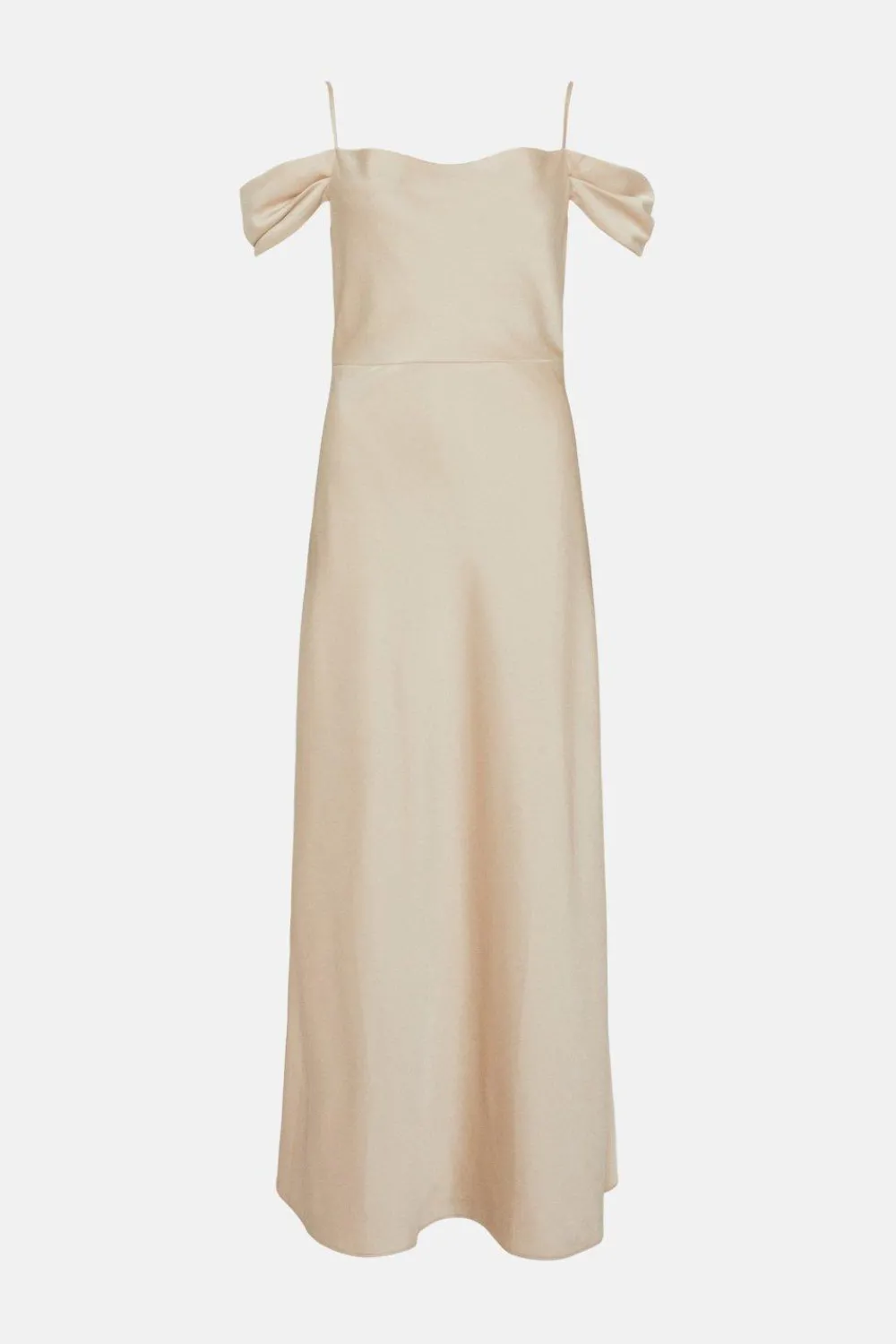 Discount Oasis Cowl Cold Shoulder Satin Midi Dress Champagne