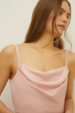 Hot Oasis Cowl Double Strap Midi Dress Blush