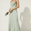Outlet Oasis Cowl Double Strap Midi Dress Sage