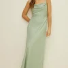 Clearance Oasis Cowl Double Strap Midi Dress Sage