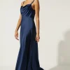Outlet Oasis Cowl Double Strap Midi Dress Navy