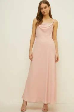 Hot Oasis Cowl Double Strap Midi Dress Blush