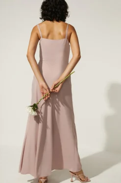 Outlet Oasis Cowl Double Strap Midi Dress Blush