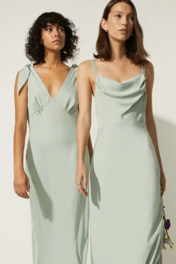 Outlet Oasis Cowl Double Strap Midi Dress Sage