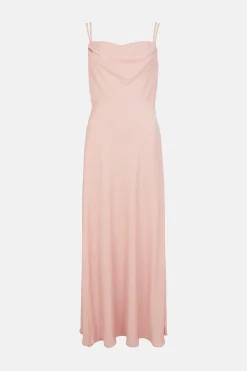Hot Oasis Cowl Double Strap Midi Dress Blush