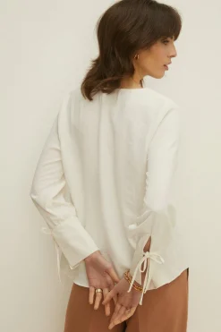 Clearance Oasis Cowl Neck Woven Crepe Top Ivory