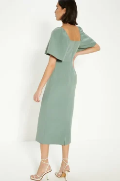 Outlet Oasis Crepe Cut Out Pencil Dress Sage