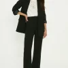 Online Oasis Crepe Pinstitch Straight Leg Trouser Black