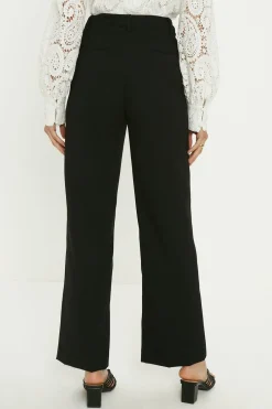 Online Oasis Crepe Pinstitch Straight Leg Trouser Black