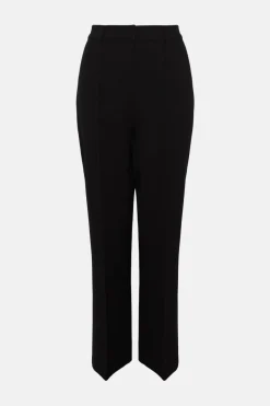 Online Oasis Crepe Pinstitch Straight Leg Trouser Black