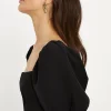 Sale Oasis Crepe Puff Sleeve Pencil Dress Black