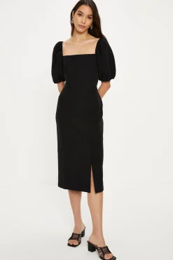 Sale Oasis Crepe Puff Sleeve Pencil Dress Black