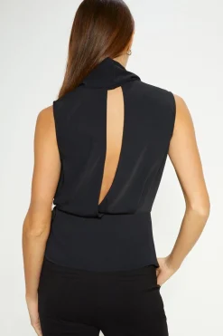 Hot Oasis Crepe Wrap Sleeveless Blouse Green