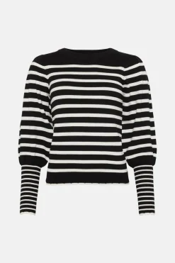 Clearance Oasis Crew Neck Bretton Stripe Jumper Soft Lime