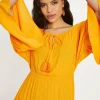 Fashion Oasis Crinkle Bardot Dress Orange