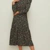 Hot Oasis Crinkle Midi Dress Black