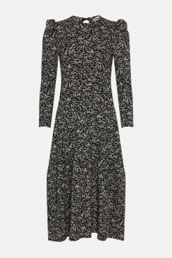 Hot Oasis Crinkle Midi Dress Black