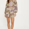 Clearance Oasis Crinkle Paisley Bardot Top Multi