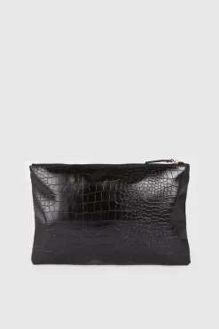 Clearance Oasis Croc Makeup Bag Black