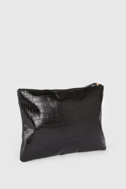 Sale Oasis Croc Makeup Bag Black