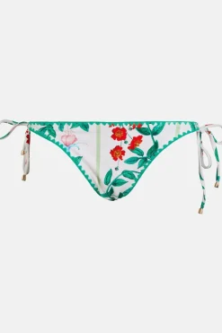 Clearance Oasis Crochet Trim Floral Tie Side Bikini Bottom White
