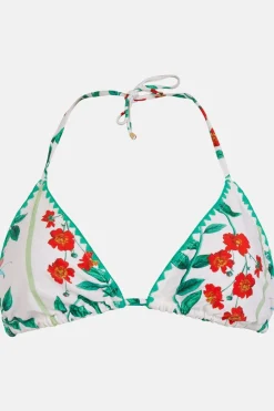 Fashion Oasis Crochet Trim Floral Triangle Bikini Top White